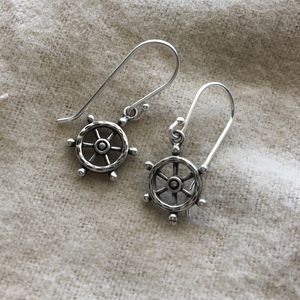 Nautical Earrings! Silver Ship's Wheel!